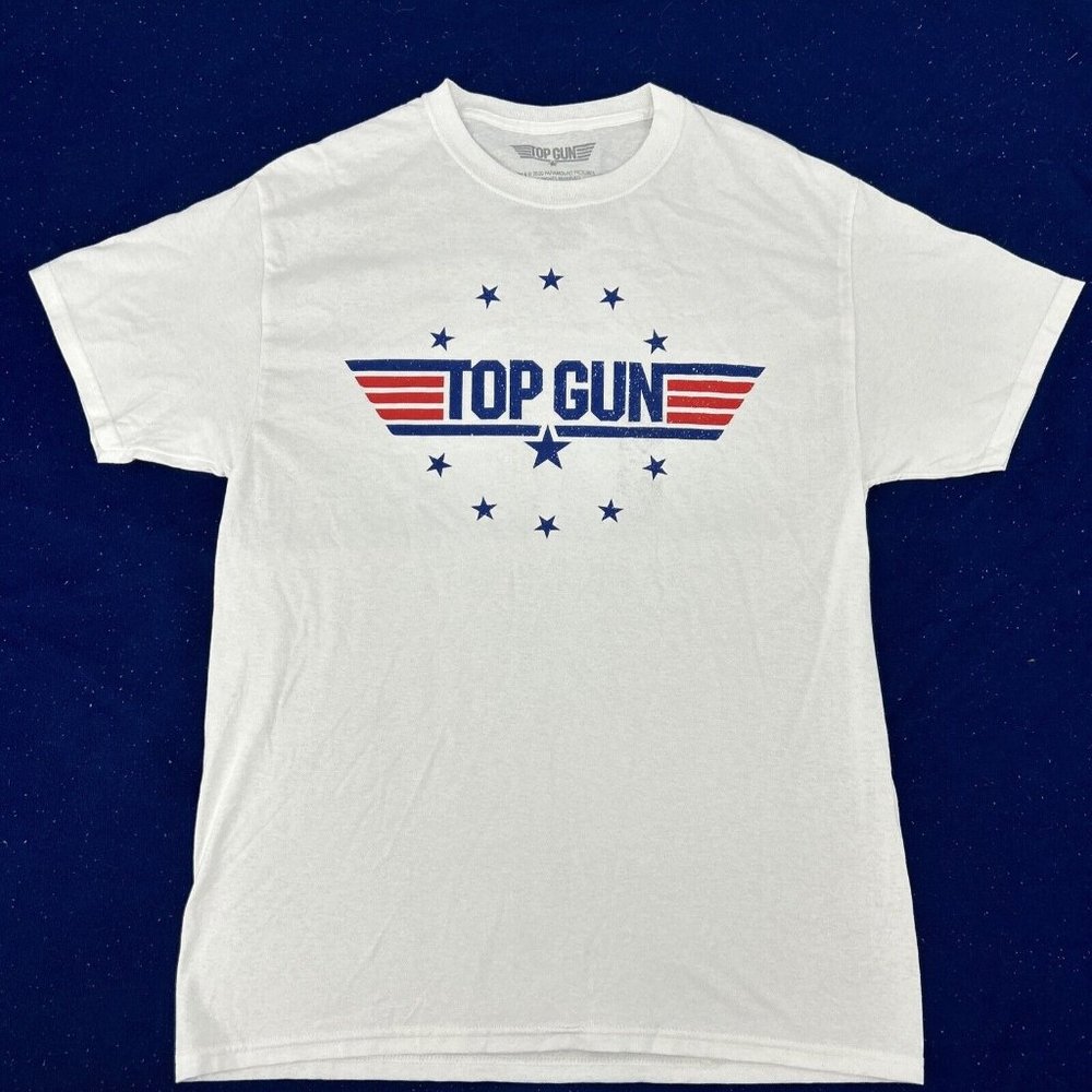 Top Gun Shirt Adult M (38/40)‎ White Paramount Licensed Graphic Crew Neck